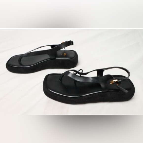 FLATFORM LEATHER SANDALS Black ZARA - Picture 6 of 12